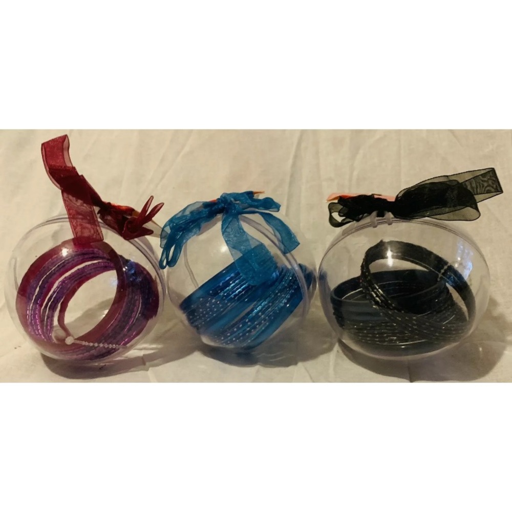 Clear Ball Ornaments 15 Piece Bangle Bracelets Blue Purple Black Lot 3 Sparkle